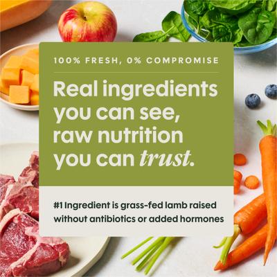Show full view: Instinct FreshRaw Meals Grain-Free Grass-Fed Lamb Recipe Dog Food, 16-oz, case of 6 slide 3 of 10