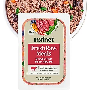 Instinct FreshRaw Meals Grain-Free Grass-Fed Beef Recipe Dog Food, 16-oz, case of 6