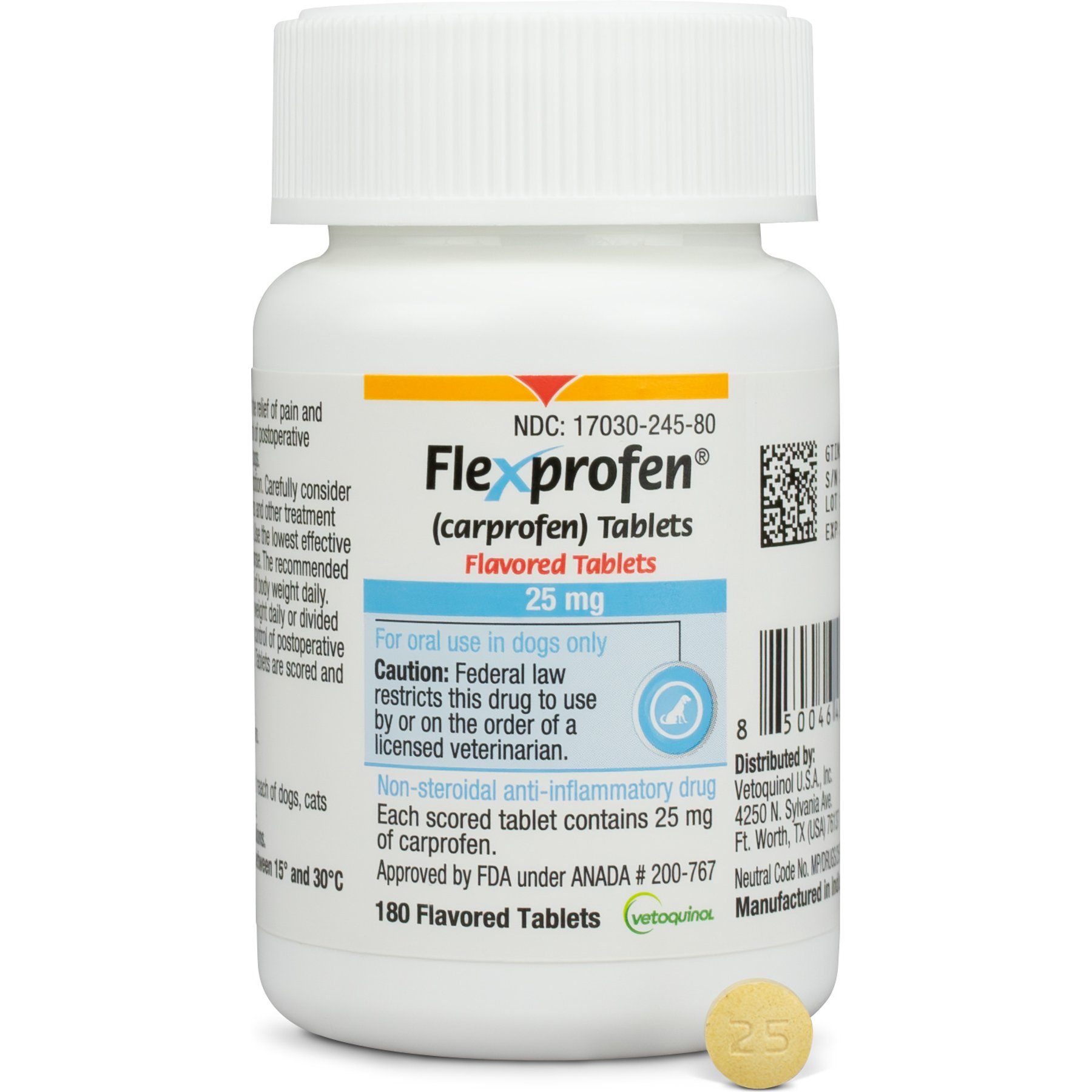 Flexprofen (carprofen) Flavored Tablets, 25 mg, 180 tablets