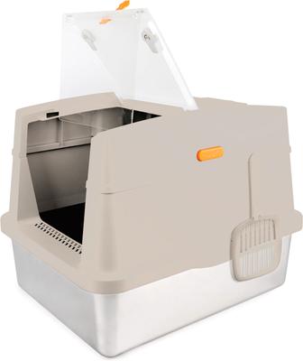 Show full view: allforpaws Go Fresh Stainless Steel Hooded Cat Litter Box, Sand slide 10 of 10