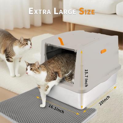 Show full view: allforpaws Go Fresh Stainless Steel Hooded Cat Litter Box, Sand slide 7 of 10
