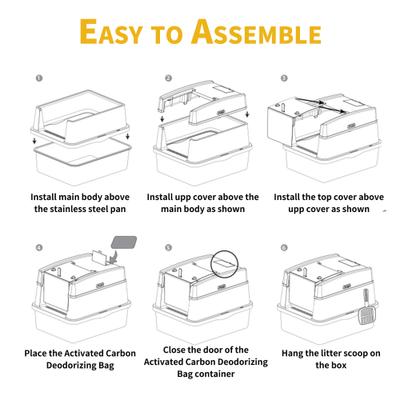 Show full view: allforpaws Go Fresh Stainless Steel Hooded Cat Litter Box, Sand slide 9 of 10