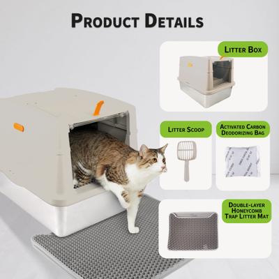 Show full view: allforpaws Go Fresh Stainless Steel Hooded Cat Litter Box, Sand slide 6 of 10