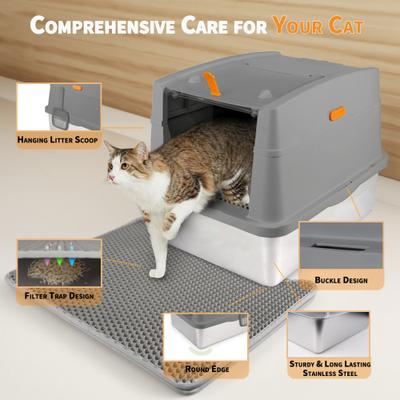 Show full view: allforpaws Go Fresh Stainless Steel Hooded Cat Litter Box, Grey slide 5 of 9