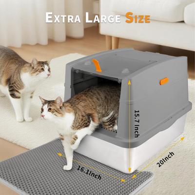 Show full view: allforpaws Go Fresh Stainless Steel Hooded Cat Litter Box, Grey slide 7 of 9
