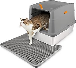 allforpaws Go Fresh Stainless Steel Hooded Cat Litter Box, Grey