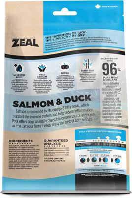 Show full view: Zeal Canada Salmon & Duck Recipe Grain-Free Gently Air-Dried Dog Food, 2.2-lb bag slide 3 of 12
