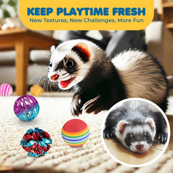 SunGrow Colorful Bouncy Mix Ball Interactive Small Pets Toy, 30 count
