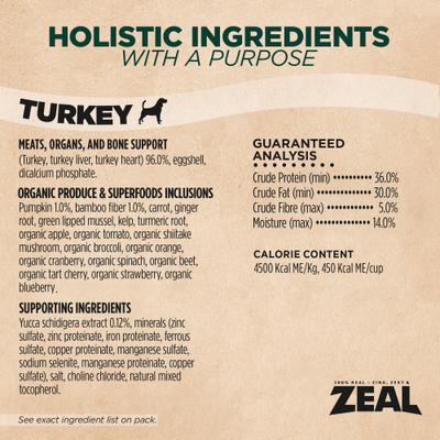 Show full view: Zeal Canada Turkey Recipe Grain-Free Gently Air-Dried Dog Food, 2.2-lb bag slide 10 of 12