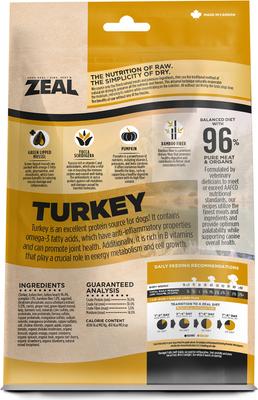Show full view: Zeal Canada Turkey Recipe Grain-Free Gently Air-Dried Dog Food, 1-lb bag slide 3 of 12