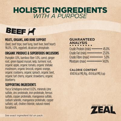 Show full view: Zeal Canada Beef Recipe Grain-Free Gently Air-Dried Dog Food, 2.2-lb bag slide 10 of 12