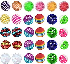 SunGrow Colorful Bouncy Mix Ball Interactive Small Pets Toy, 30 count