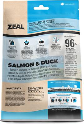 Show full view: Zeal Canada Salmon & Duck Recipe Grain-Free Gently Air-Dried Dog Food, 1-lb bag slide 3 of 12