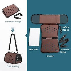 jansno Portable Small Pet Carrier, Brown slide 2 of 6
