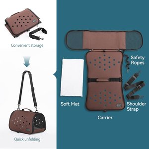 jansno Portable Small Pet Carrier, Brown