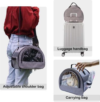 Show full view: jansno Small Pet Carrier with Stable Handle & Waterproof Pad, Grey, Large slide 3 of 6