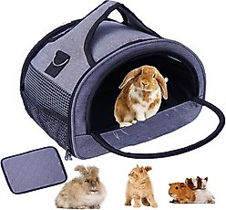jansno Small Pet Carrier with Stable Handle & Waterproof Pad, Grey, Large