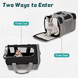 jansno Portable Small Pet Carrier Hand Bag, Black & Gray slide 2 of 7