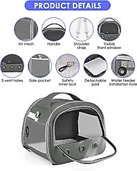 jansno Portable Small Animal Carrier Pouch, Grey slide 2 of 6