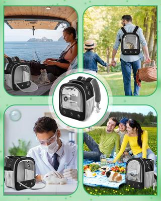 Show full view: jansno Portable Small Pet Carrier Backpack with Water Bottle Holder, Black slide 6 of 7