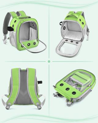 Show full view: jansno Portable Small Pet Carrier Backpack with Water Bottle Holder, Green slide 2 of 7