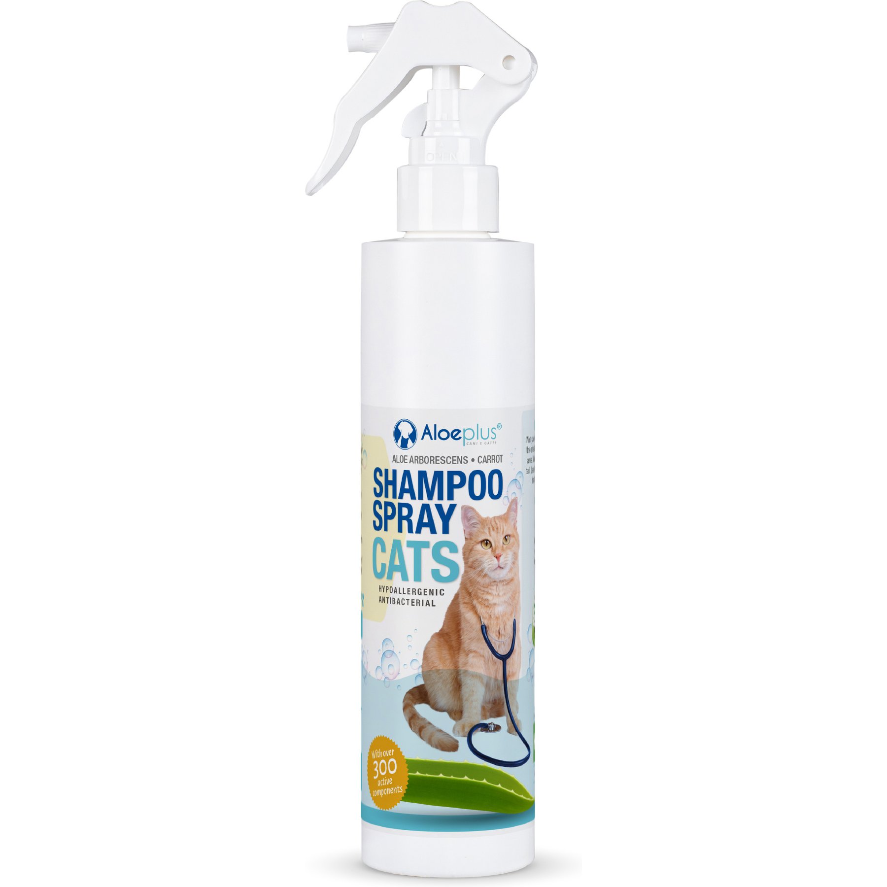 Aloeplus Itchy Skin Relief, Hypoallergenic Rinse-Off Spray Shampoo for Cats, 8.45-fl oz bottle