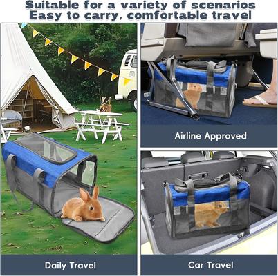 Show full view: jansno Portable Small Pet Carrier Hand Bag, Blue & Gray slide 7 of 7