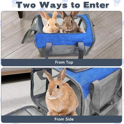 Show full view: jansno Portable Small Pet Carrier Hand Bag, Blue & Gray slide 4 of 7
