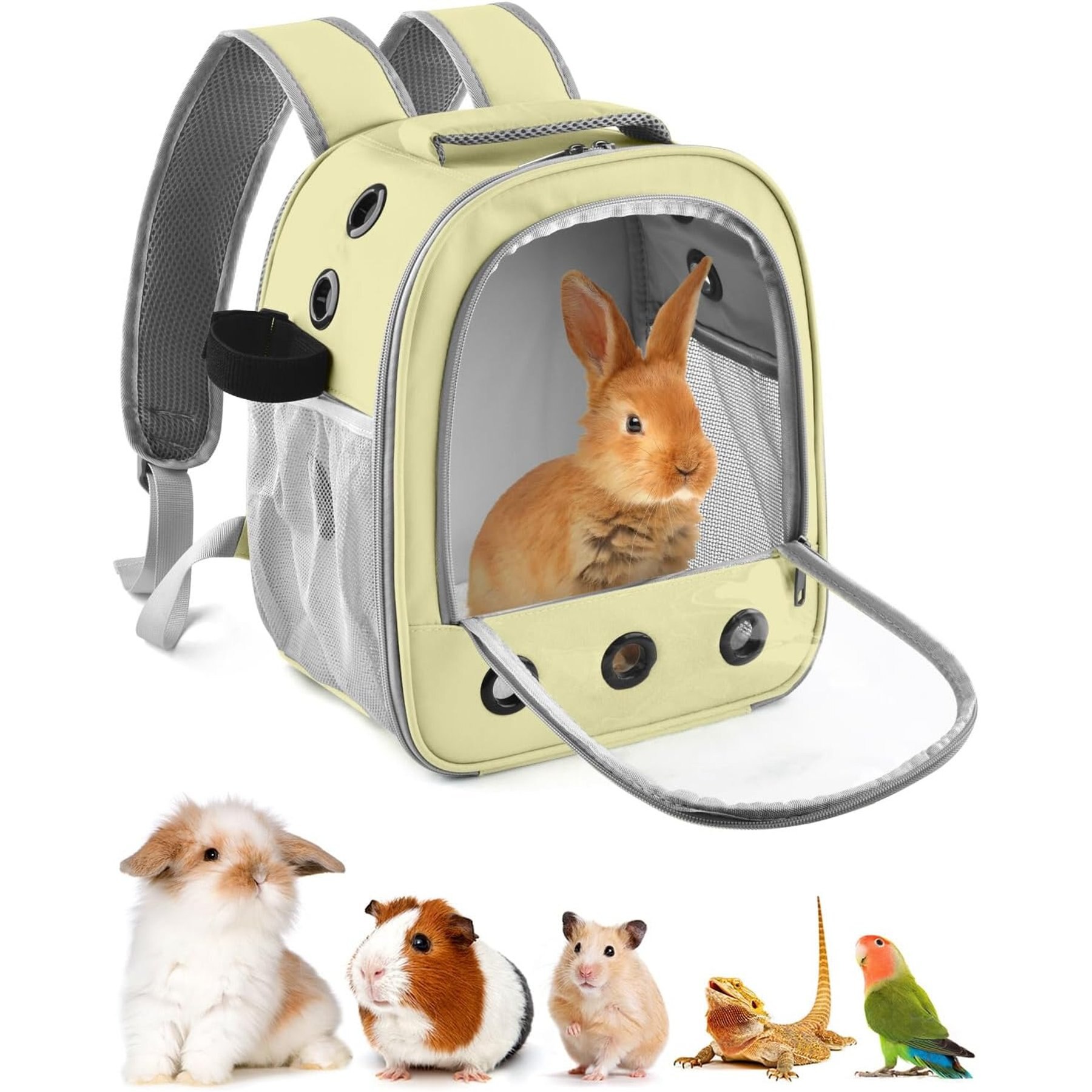 jansno Portable Small Pet Carrier Backpack with Water Bottle Holder, Khaki