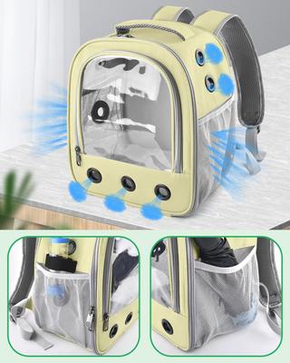 Show full view: jansno Portable Small Pet Carrier Backpack with Water Bottle Holder, Khaki slide 6 of 7