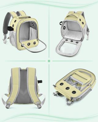 Show full view: jansno Portable Small Pet Carrier Backpack with Water Bottle Holder, Khaki slide 2 of 7