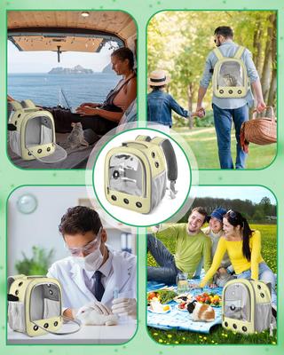 Show full view: jansno Portable Small Pet Carrier Backpack with Water Bottle Holder, Khaki slide 5 of 7
