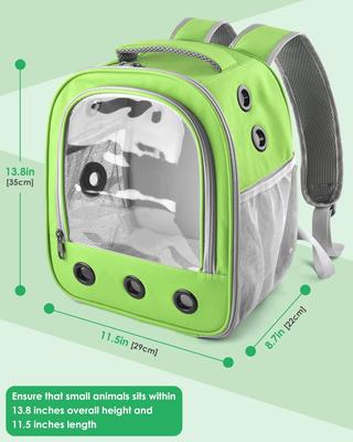 Show full view: jansno Portable Small Pet Carrier Backpack with Water Bottle Holder, Green slide 5 of 7