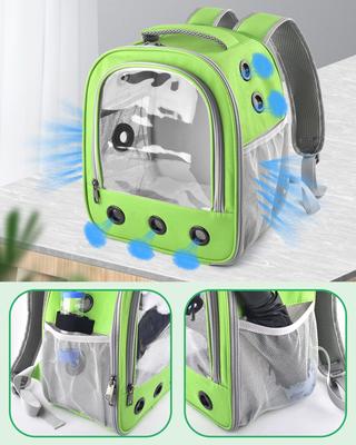 Show full view: jansno Portable Small Pet Carrier Backpack with Water Bottle Holder, Green slide 4 of 7