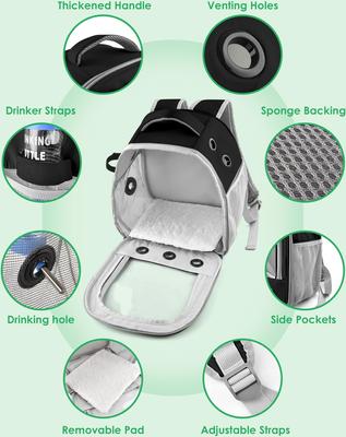 Show full view: jansno Portable Small Pet Carrier Backpack with Water Bottle Holder, Black slide 7 of 7