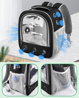 Show full view: jansno Portable Small Pet Carrier Backpack with Water Bottle Holder, Black slide 4 of 7