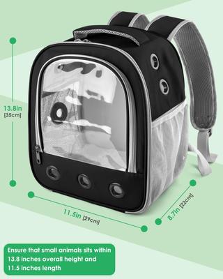 Show full view: jansno Portable Small Pet Carrier Backpack with Water Bottle Holder, Black slide 2 of 7