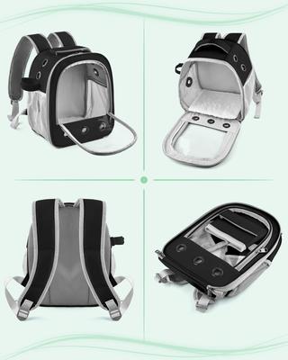 Show full view: jansno Portable Small Pet Carrier Backpack with Water Bottle Holder, Black slide 3 of 7