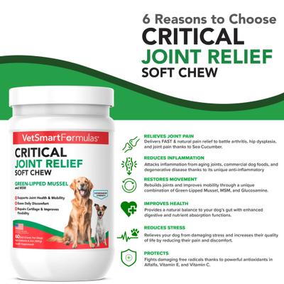 Show full view: VetSmart Formulas Critical Joint Relief Soft Chew for Dogs, 60 count slide 4 of 10