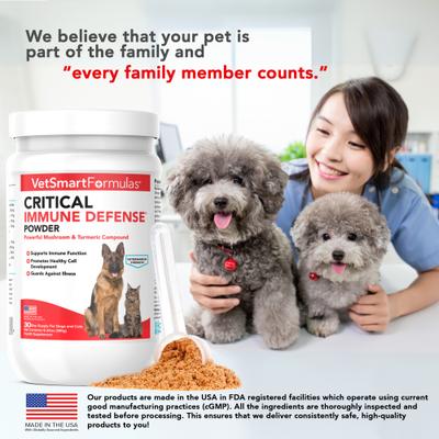 Show full view: VetSmart Formulas Critical Immune Defense Mushroom & Turmeric Compound Dog & Cat Supplement, 6.3-oz bottle, 1 count slide 9 of 13