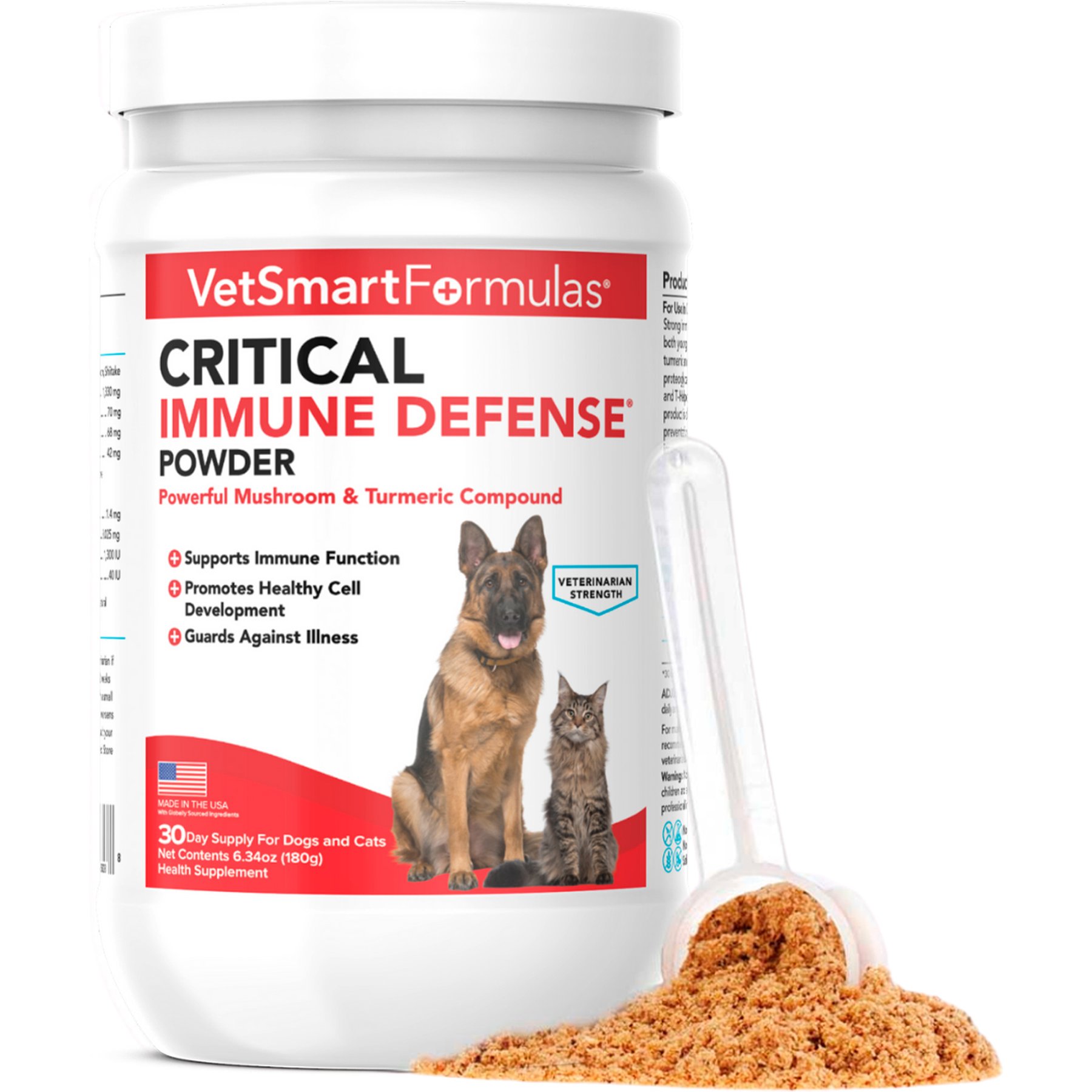 VetSmart Formulas Mushroom & Turmeric Powder Critical Immune Defense for Dogs & Cats, 19-oz
