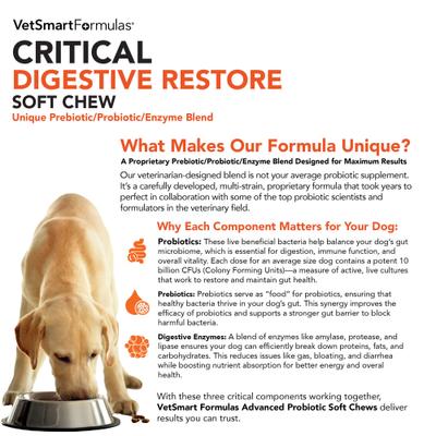 Show full view: VetSmart Formulas Critical Digestive Restore Soft Chew for Dogs, 60 count slide 5 of 10