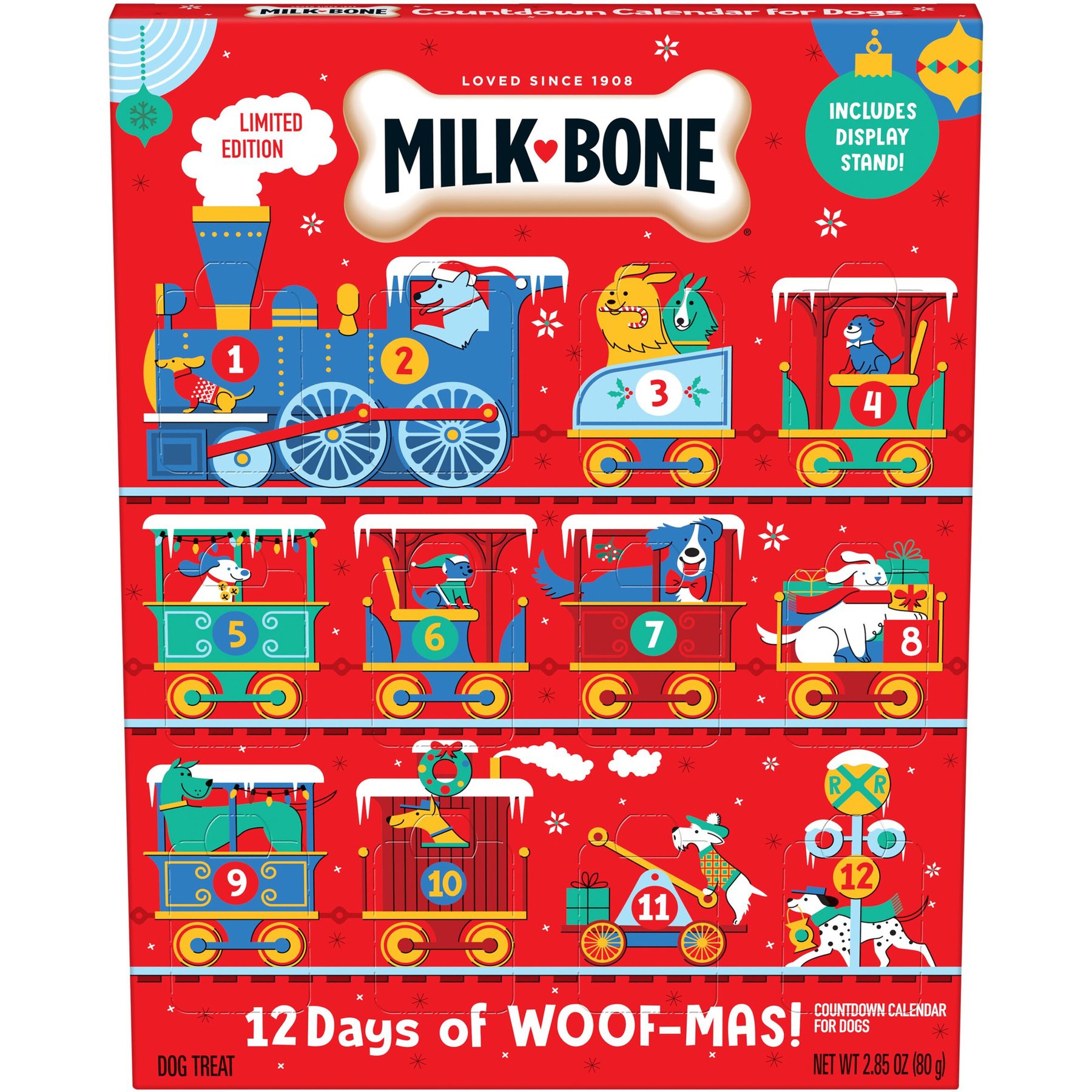 Milk-Bone 12 Days of Woofmas Countdown Calendar Beef & Peanut Butter Crunchy Adult Dog Treats, 2.85-oz box