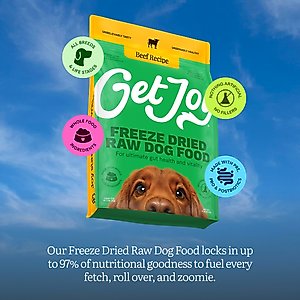 Get Joy Beef Recipe Human-Grade All Life Stages Freeze-Dried Raw Dog Food, 32-oz bag