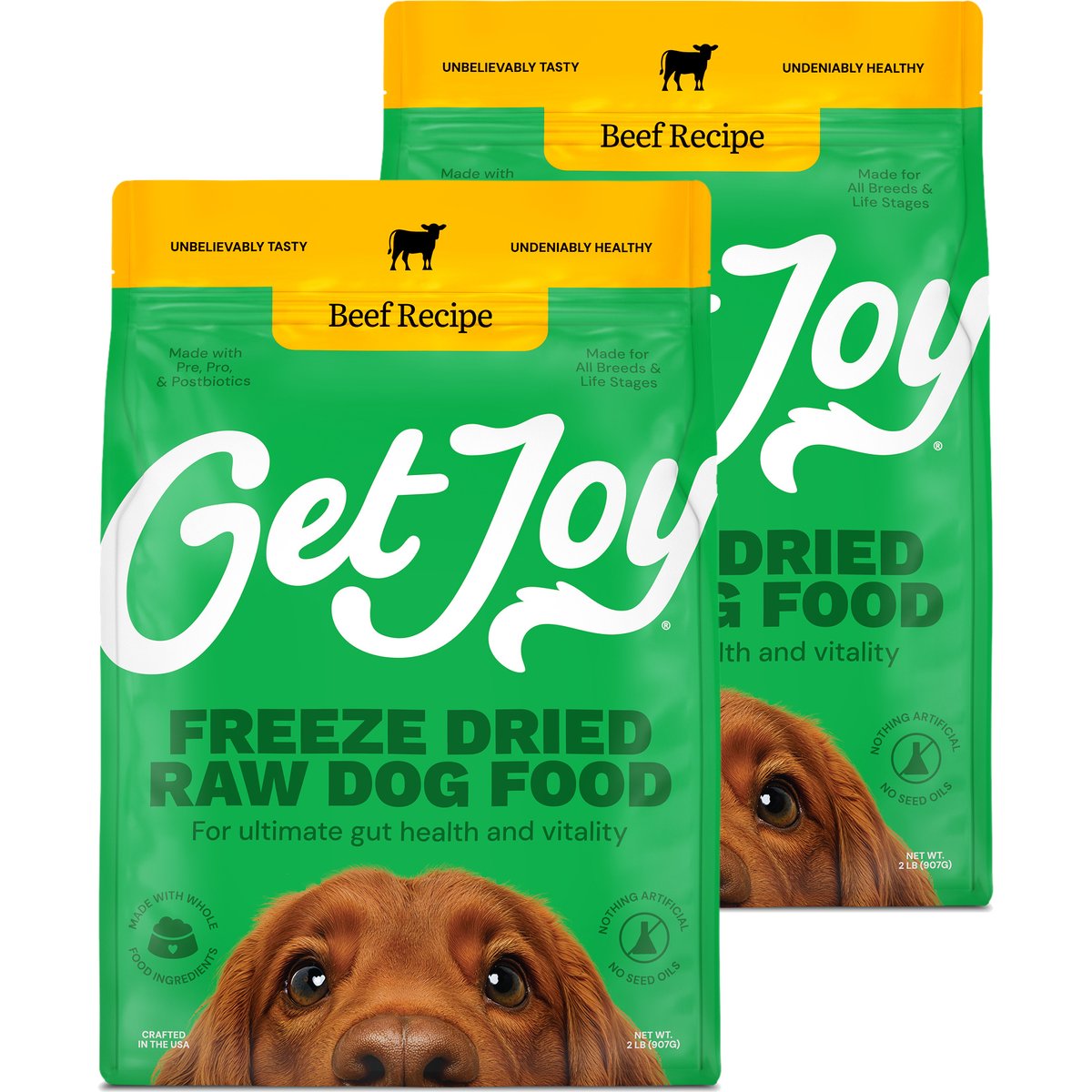 Get Joy Fresh Beef Gluten-Free Freeze-Dried Raw Dog Food, 64-oz bundle