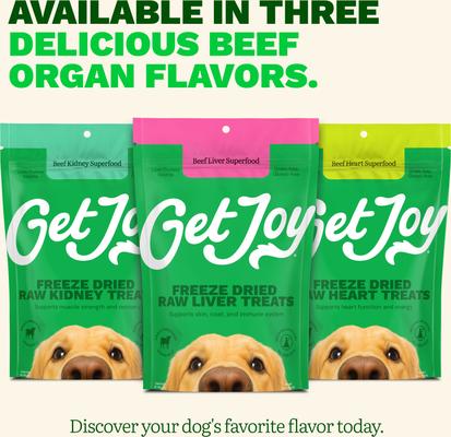Show full view: Get Joy Superfood Beef Organ Liver High Protein, Grain & Gluten-Free Freeze-Dried Dog Treats, 4-oz bag slide 9 of 11