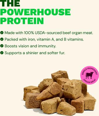 Show full view: Get Joy Superfood Beef Organ Liver High Protein, Grain & Gluten-Free Freeze-Dried Dog Treats, 4-oz bag slide 5 of 11