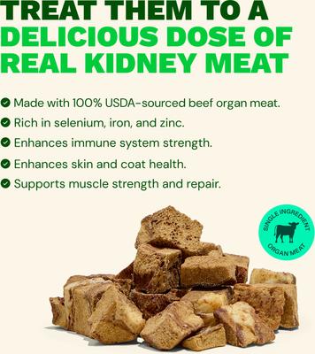 Show full view: Get Joy Superfood Beef Organ Kidney High Protein, Grain & Gluten-Free Freeze-Dried Dog Treats, 4-oz bag slide 5 of 11