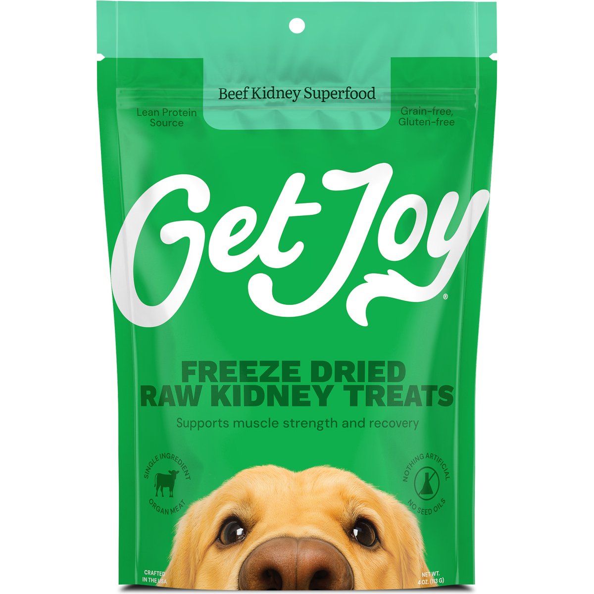 Get Joy Superfood Beef Organ Kidney High Protein, Grain & Gluten-Free Freeze-Dried Dog Treats, 4-oz bag