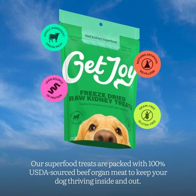 Show full view: Get Joy Superfood Beef Organ Kidney High Protein, Grain & Gluten-Free Freeze-Dried Dog Treats, 4-oz bag slide 4 of 11